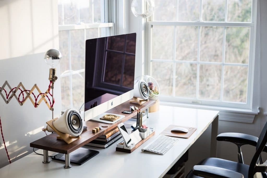 fancy computer desk with accessories