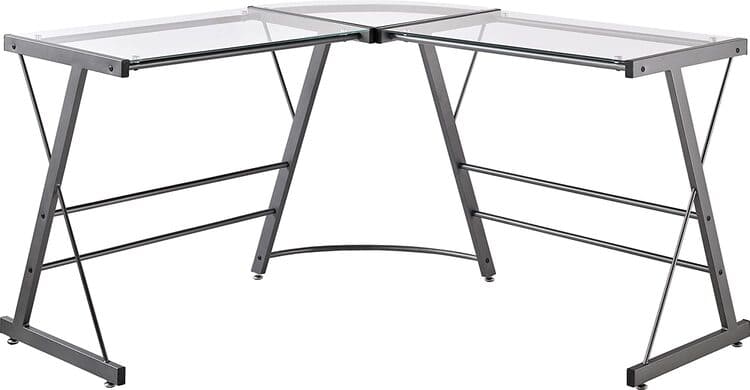 Ameriwood Home Odin Glass L-Shaped Computer Desk, Gray