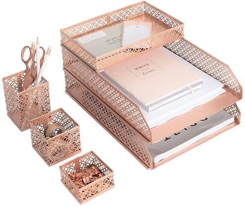 Blu Monaco Office Supplies Rose Gold Desk Accessories