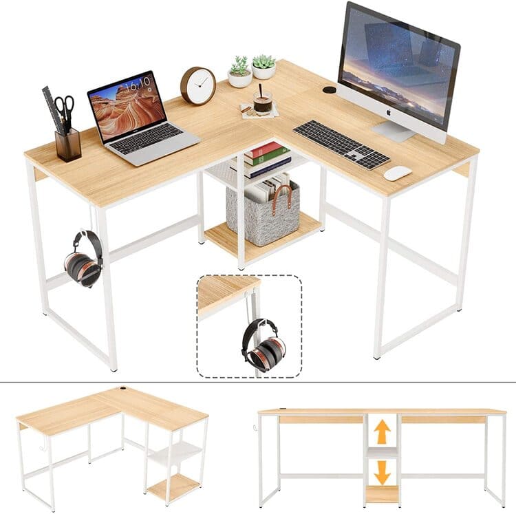 Domy Home Convertible L-Shaped Home Office Computer Desk