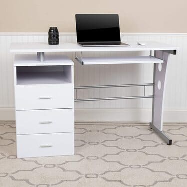 Flash Furniture White Desk with Three Drawer