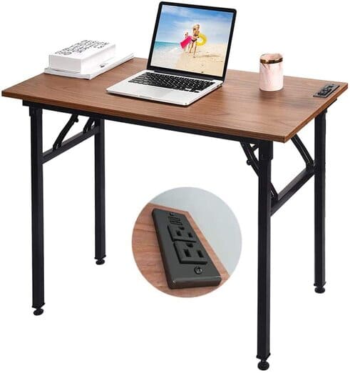Frylr Small Folding Writing Desk with USB Ports