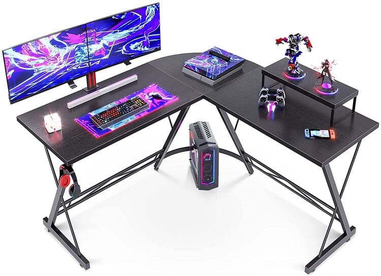 L Shaped Gaming Desk, Home Office Desk with Round Corner Computer Desk with Large Monitor Stand Desk Workstation