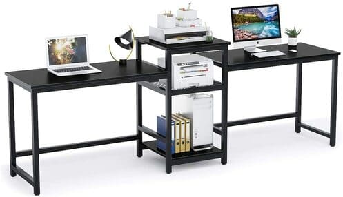 Tribesigns Double Computer Desk with Printer Shelf