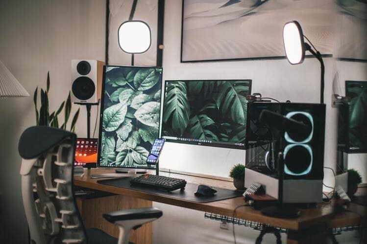 office studio with lighting