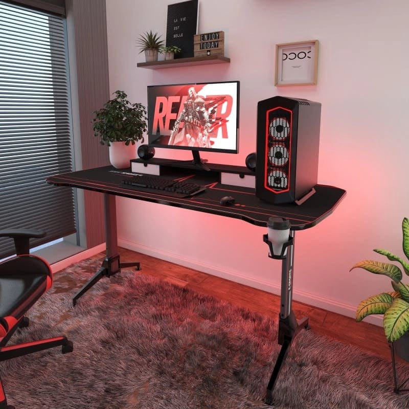 ergonomic gaming desk setup