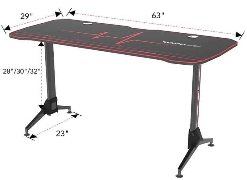 flexispot gmaing desk measurements