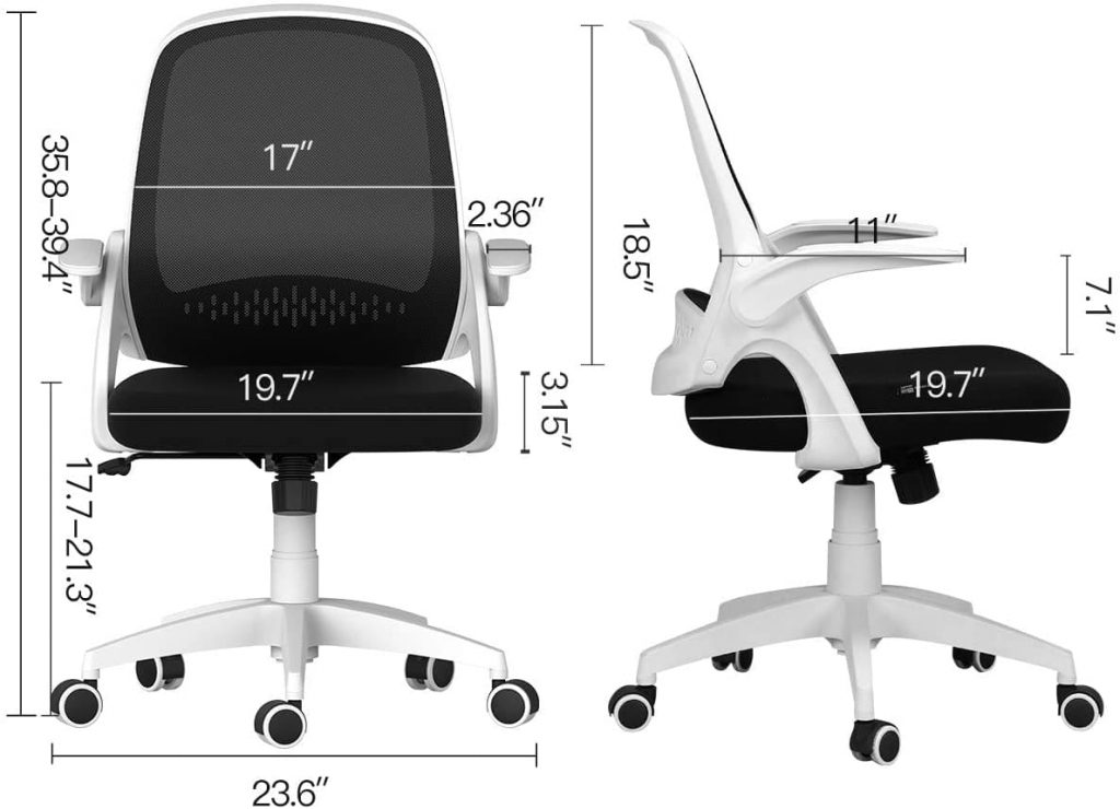 hbada desk chair measurements