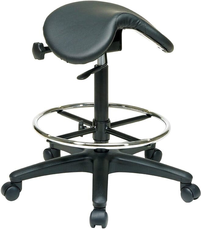 Office Star Backless Office Stool with Saddle Seat