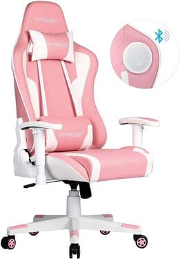 GTRACING Gaming Chair Pink with Bluetooth Speakers
