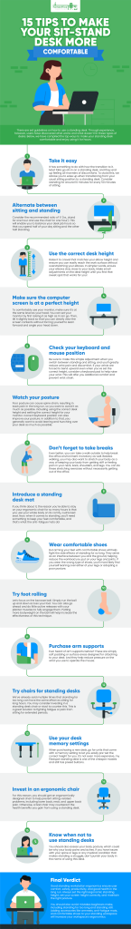 how to make a standing desk more comfortable infographic